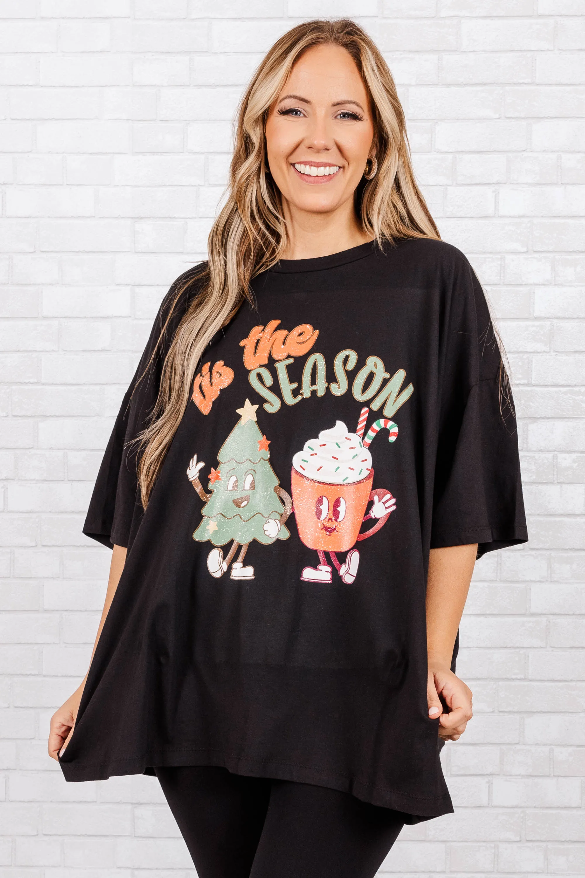 Season of Friends Boyfriend Tee, Black