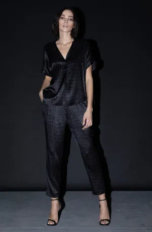 Short Sleeve Blouse   Black Croc