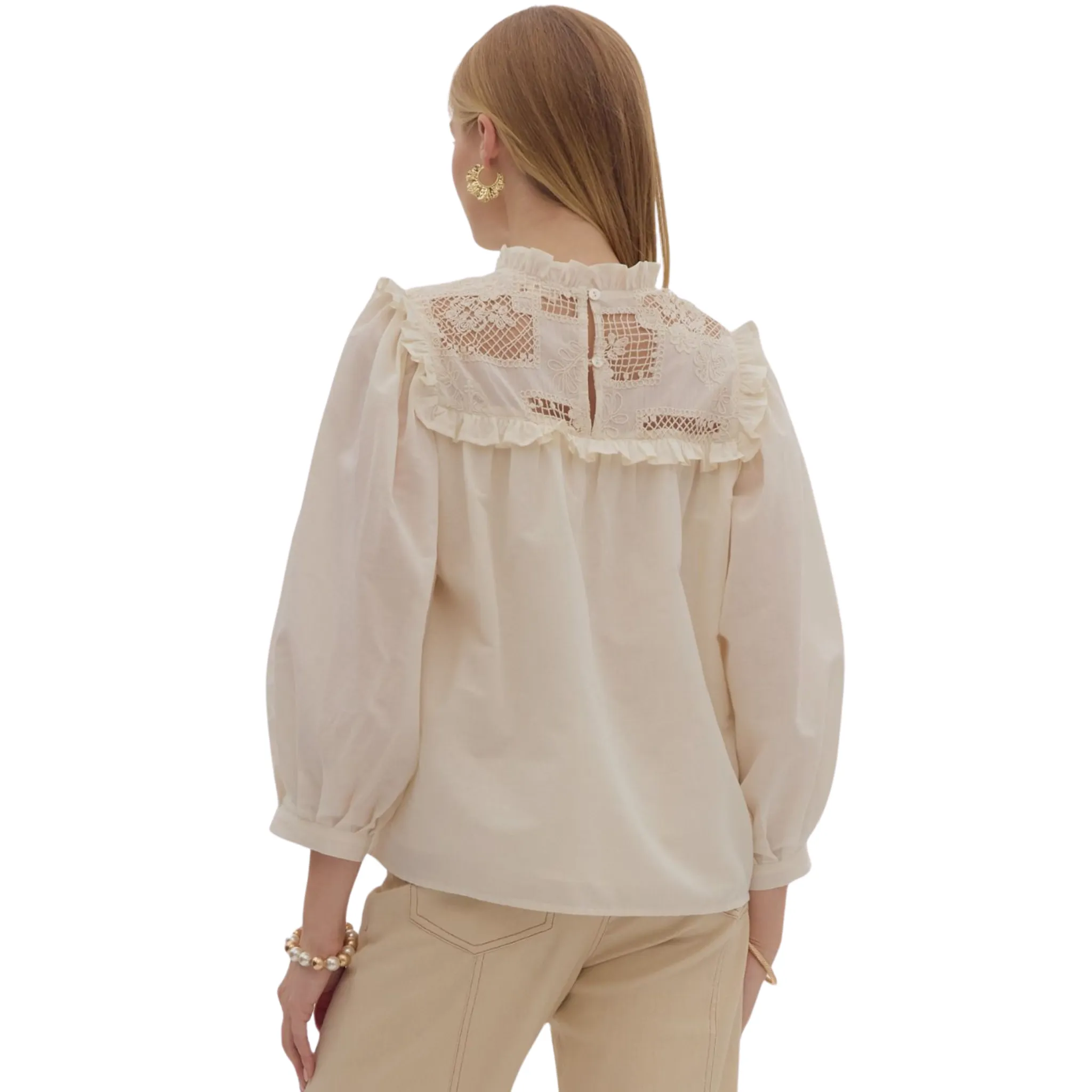 Solid Ruffle Neck Top