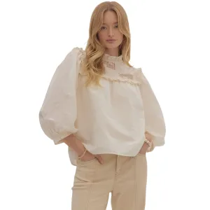 Solid Ruffle Neck Top