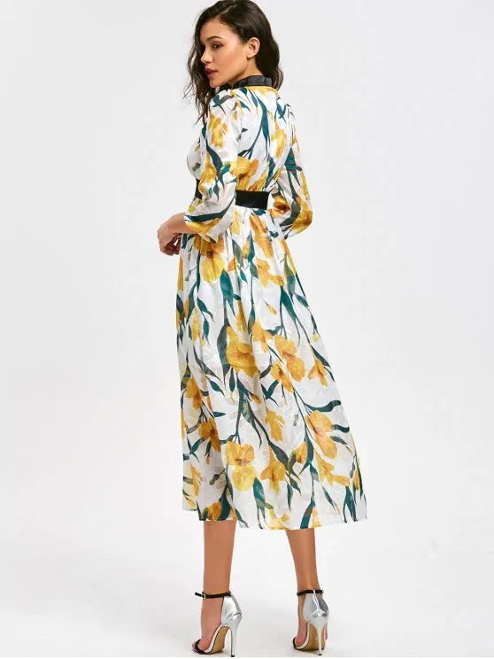 TastyHottie - Fashion High Waist Floral Print Flare Dress