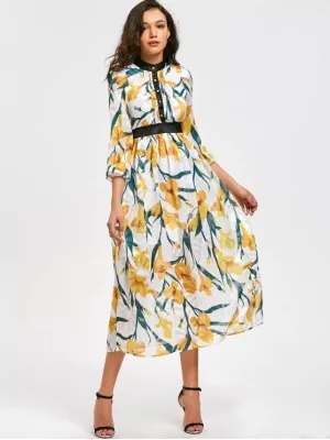 TastyHottie - Fashion High Waist Floral Print Flare Dress