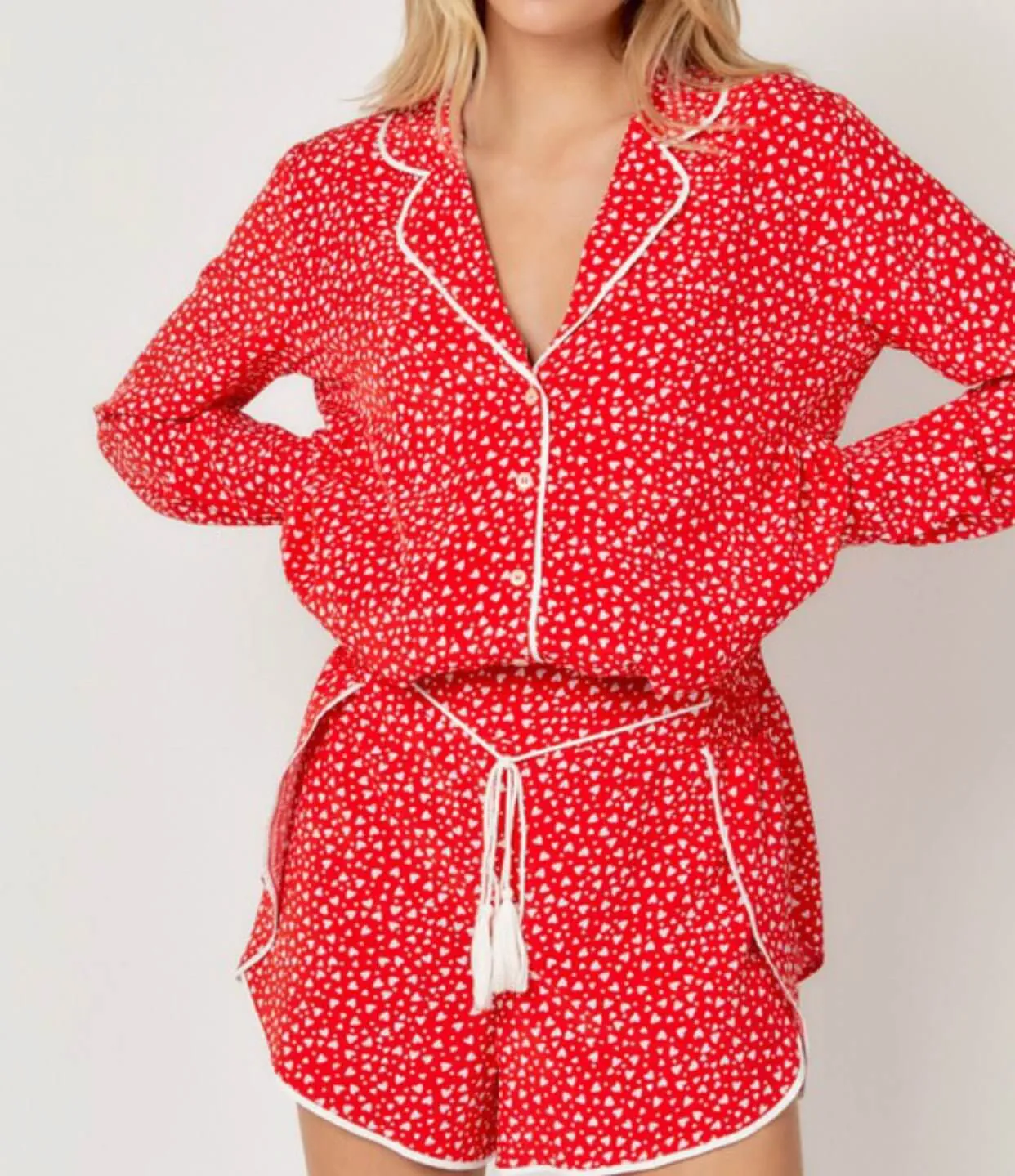 The Luxy Love PJ Set: Red Heart Pajama Robe Set