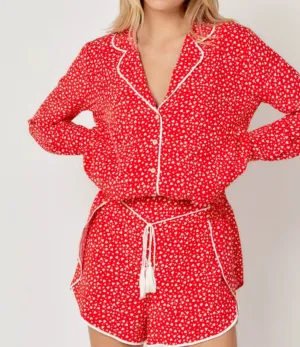 The Luxy Love PJ Set: Red Heart Pajama Robe Set