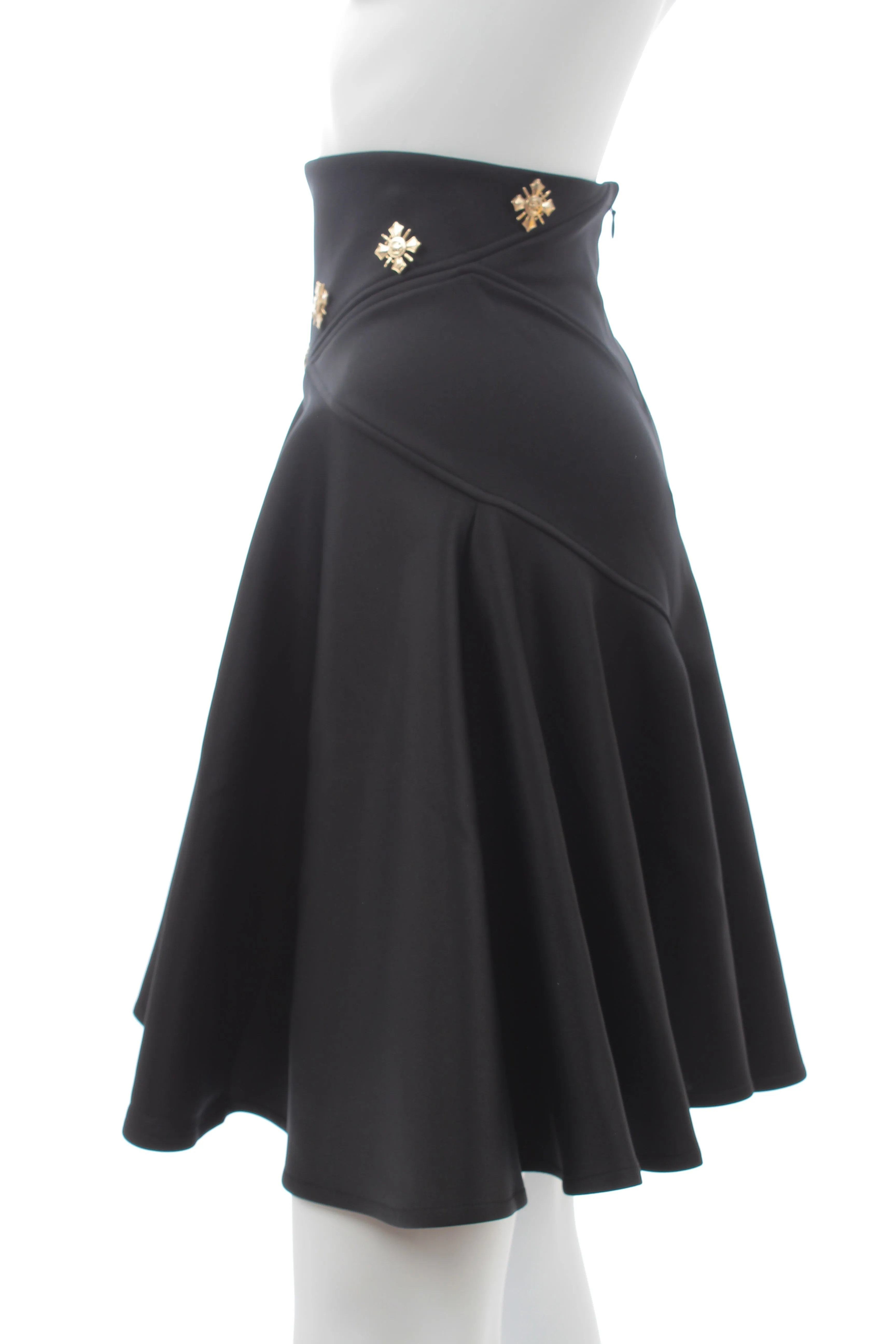 Versace Collection Embellished-Waist Flared Skirt
