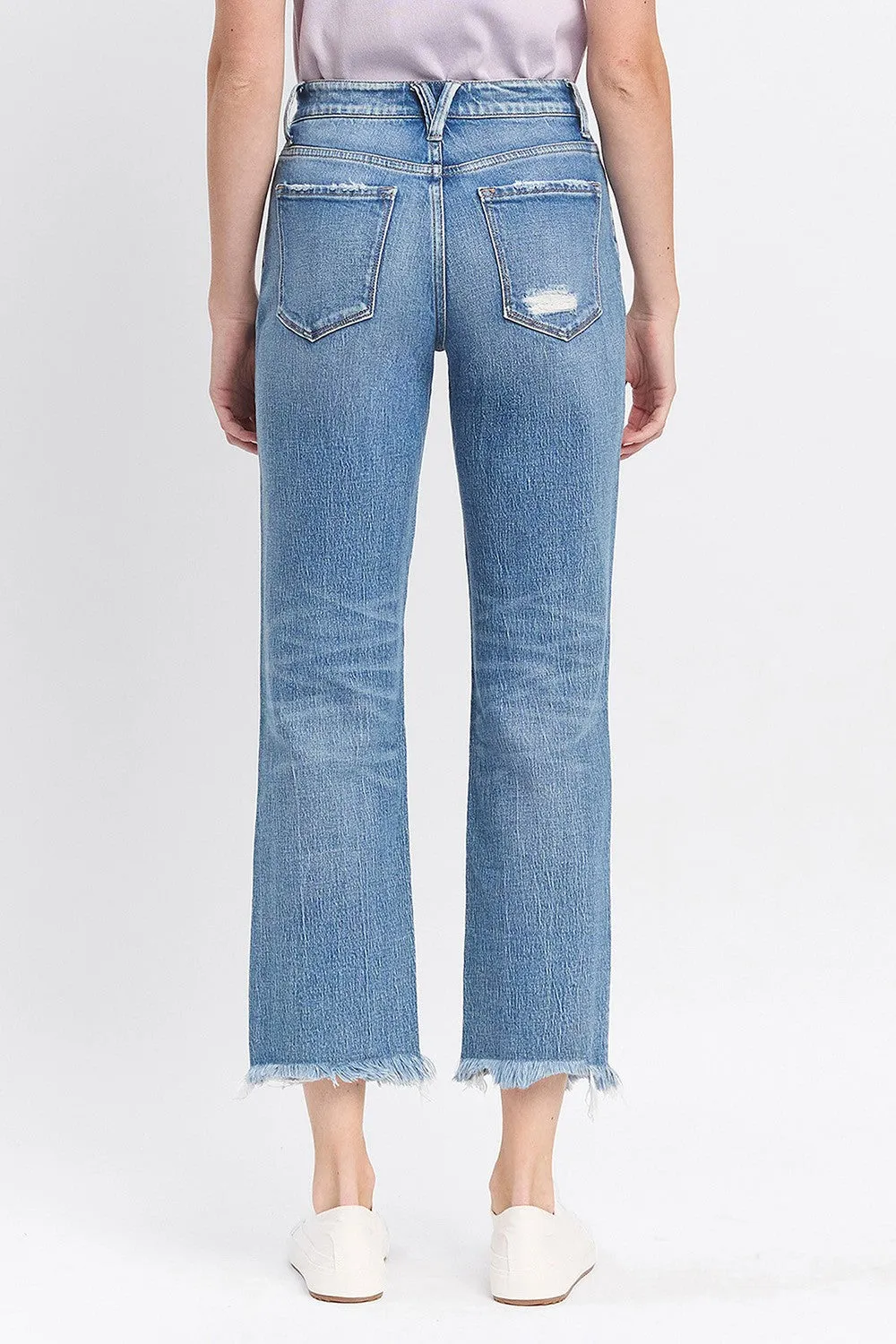 Vervet by Flying Monkey High Rise Frayed Hem Straight Jeans