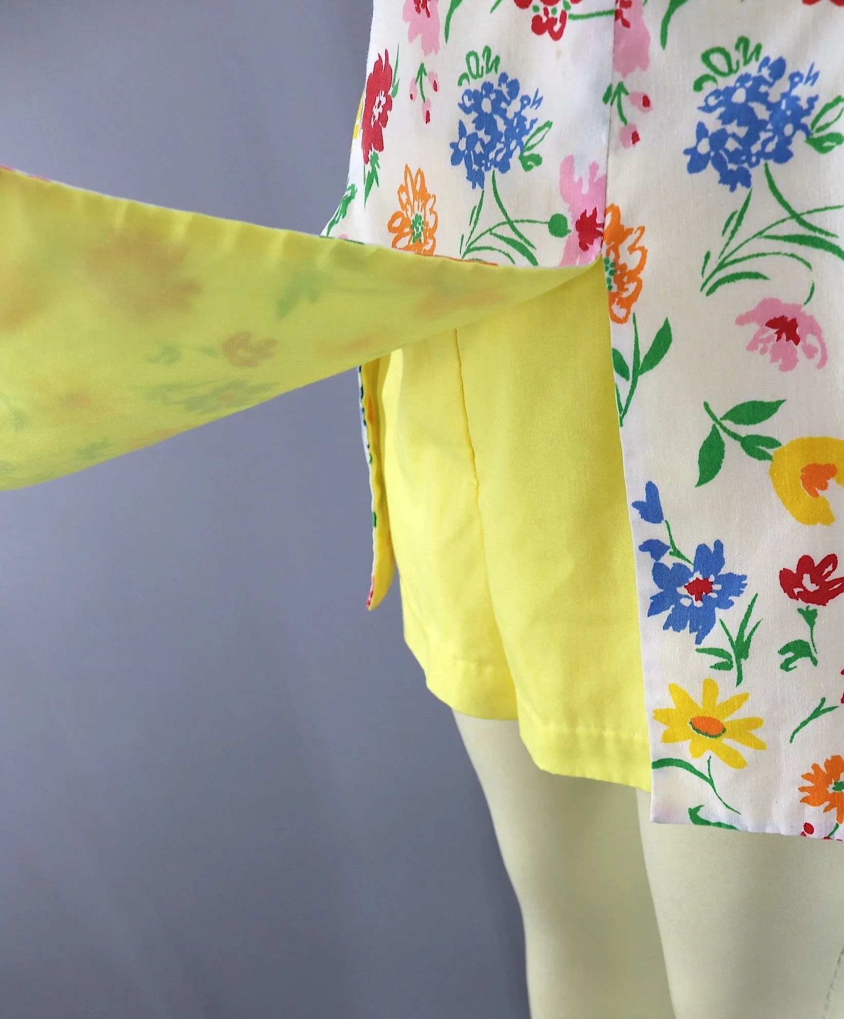 Vintage 1980s Romper Playsuit / White Floral Print Swimsuit