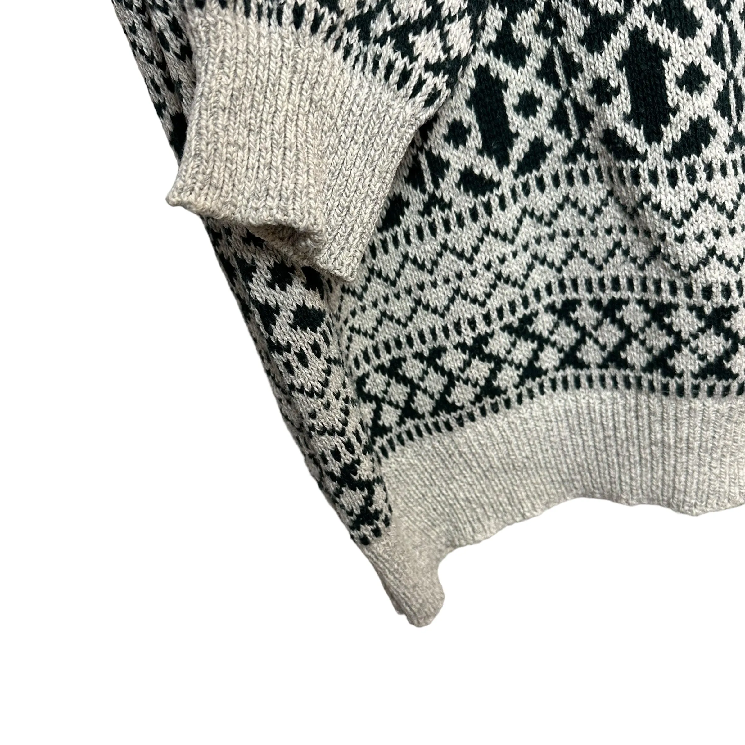Vintage 90s Savile Row Grandpa Sweater Chunky Knit Cotton USA Green Gray XL