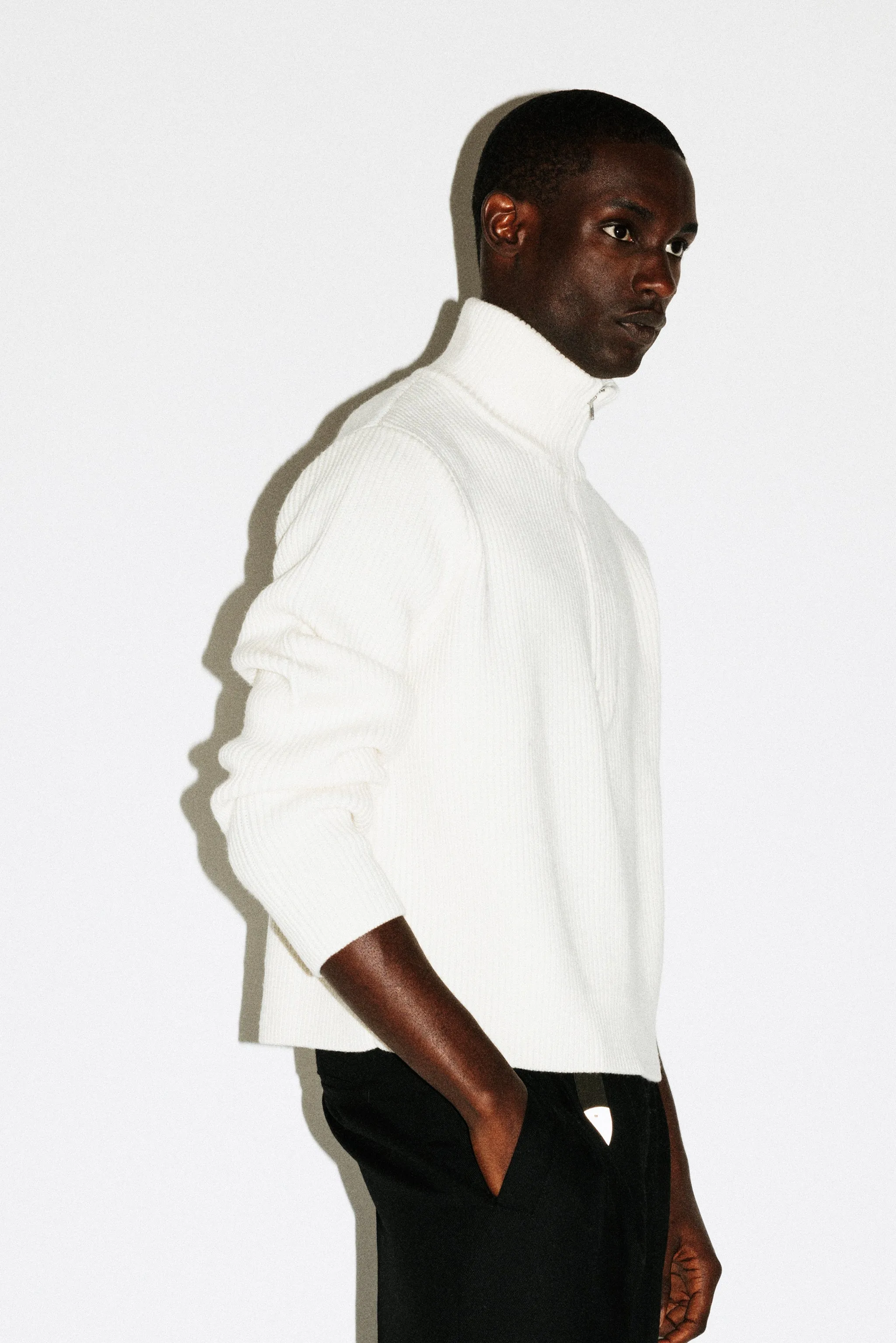 Walden Chunky Half-Zip Wool Sweater  |  Bone