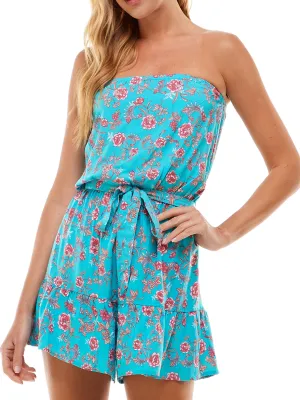 Women's Floral Printed Romper,Blue