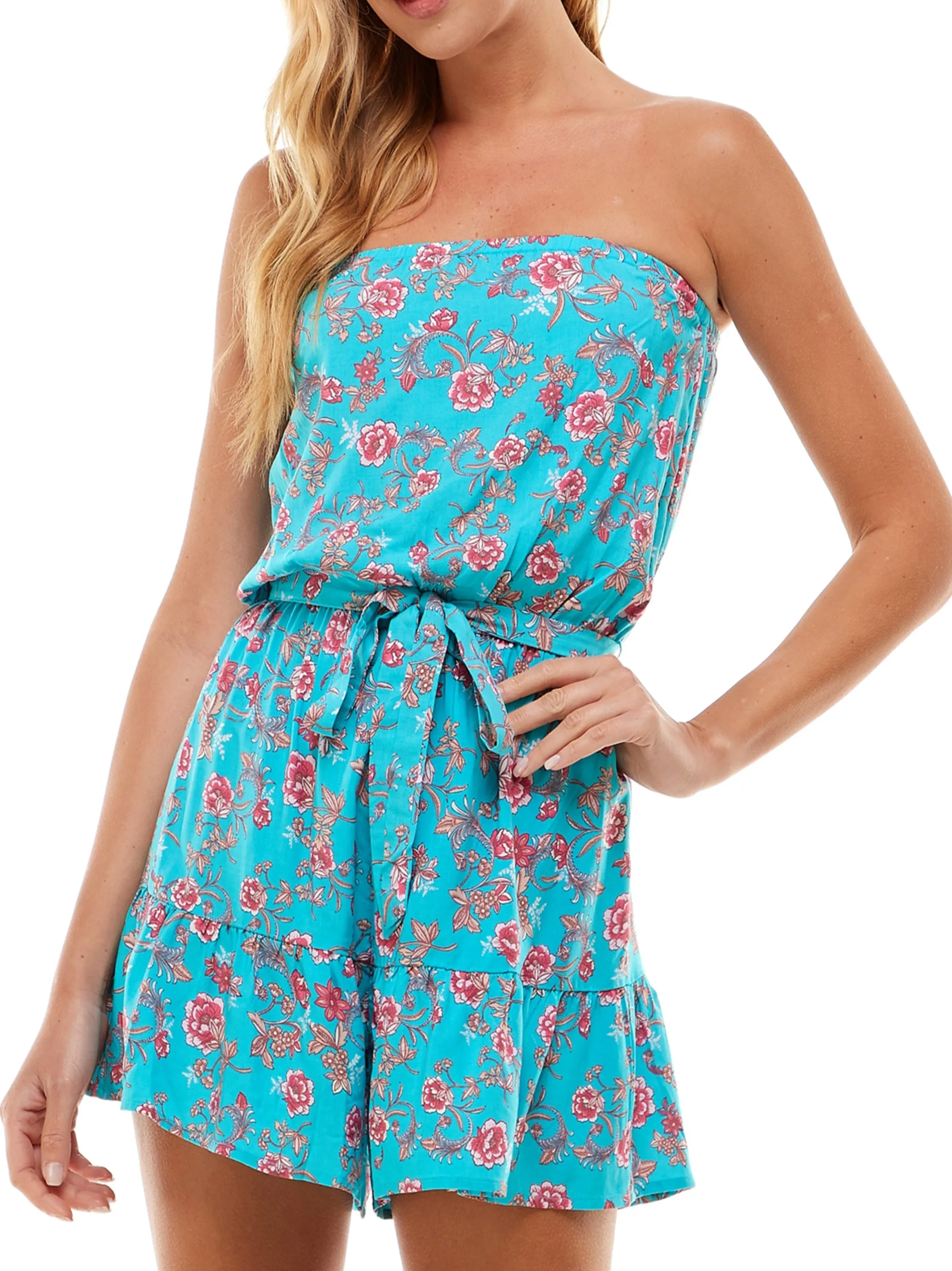 Women's Floral Printed Romper,Blue