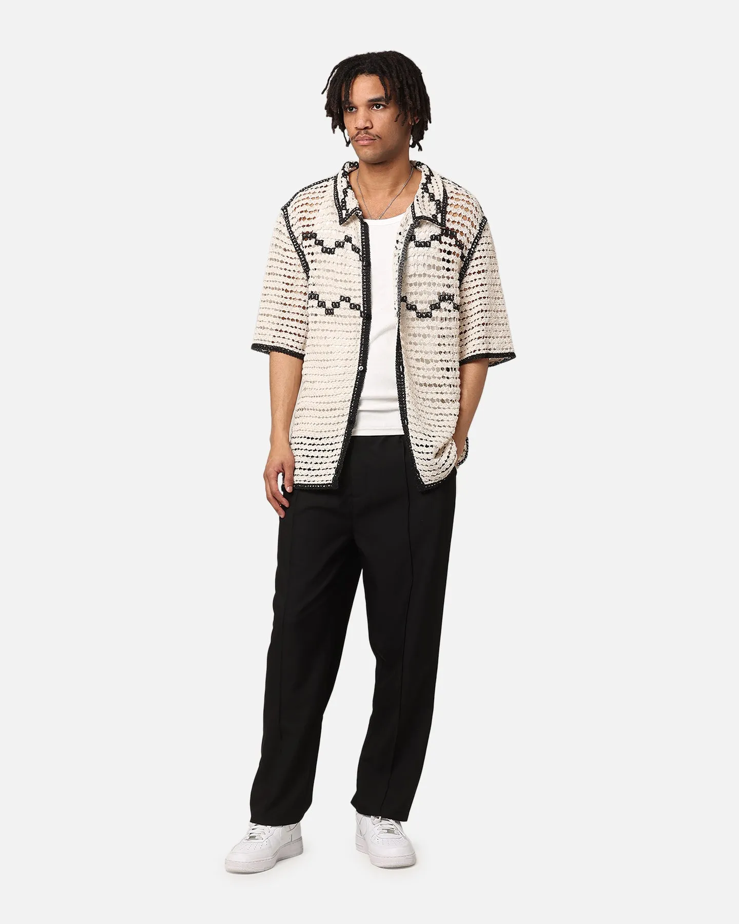 XXIII Western Crochet Button Up Shirt Cream/Black