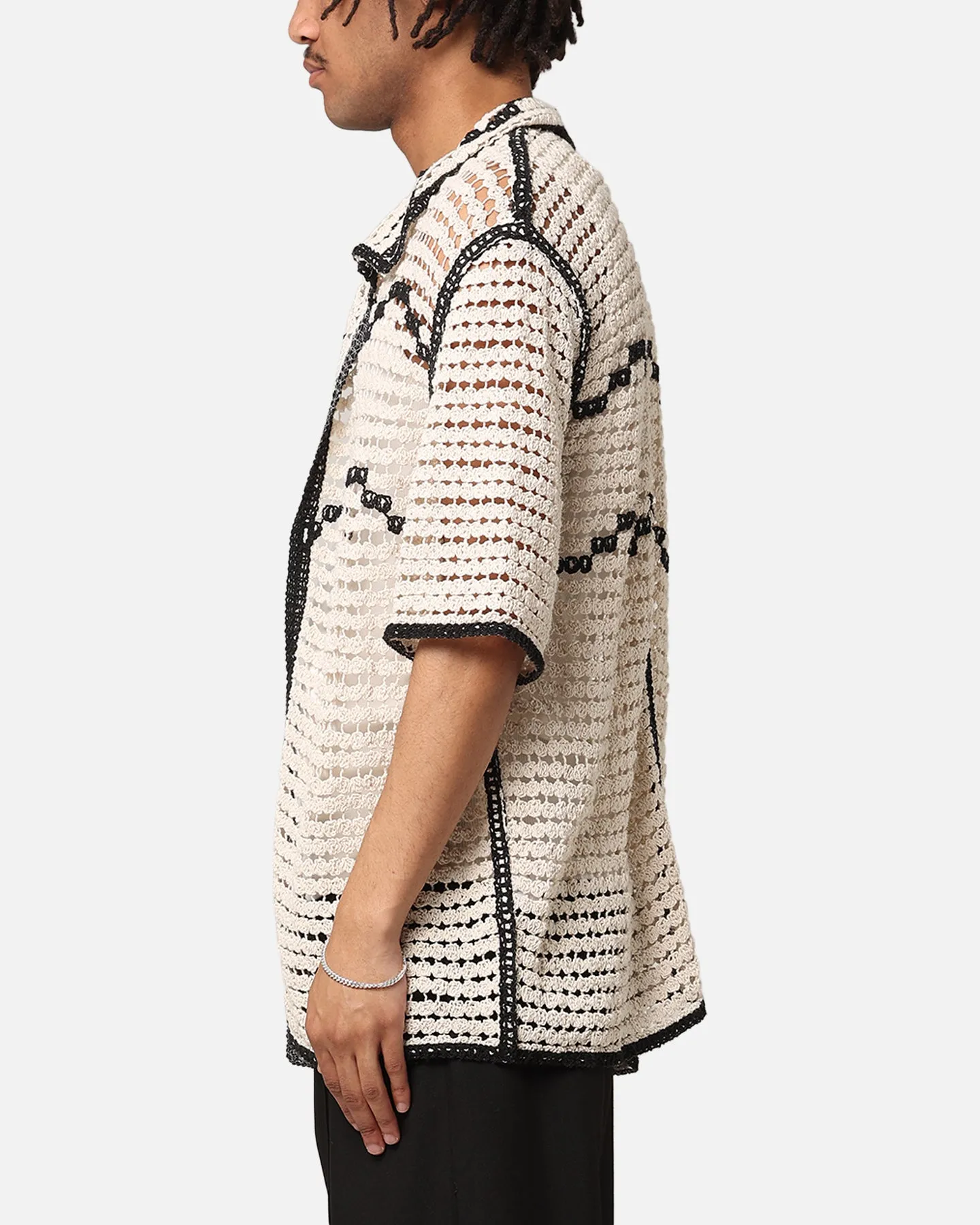 XXIII Western Crochet Button Up Shirt Cream/Black
