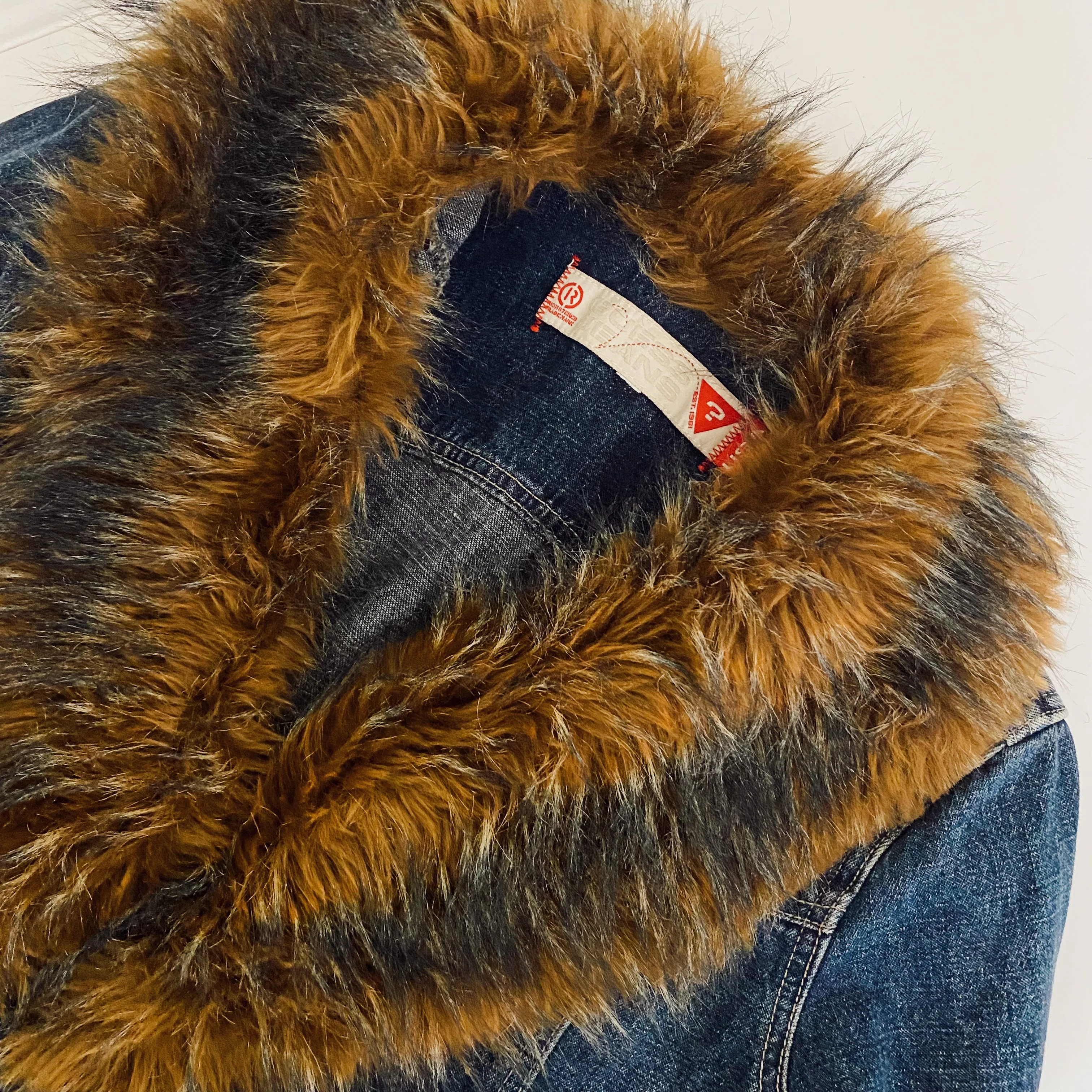 Y2K Guess Denim and Faux Fur Trench Coat