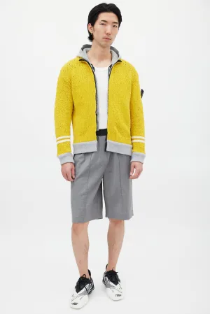 Yellow & Grey Chenille Knit Layered Jacket