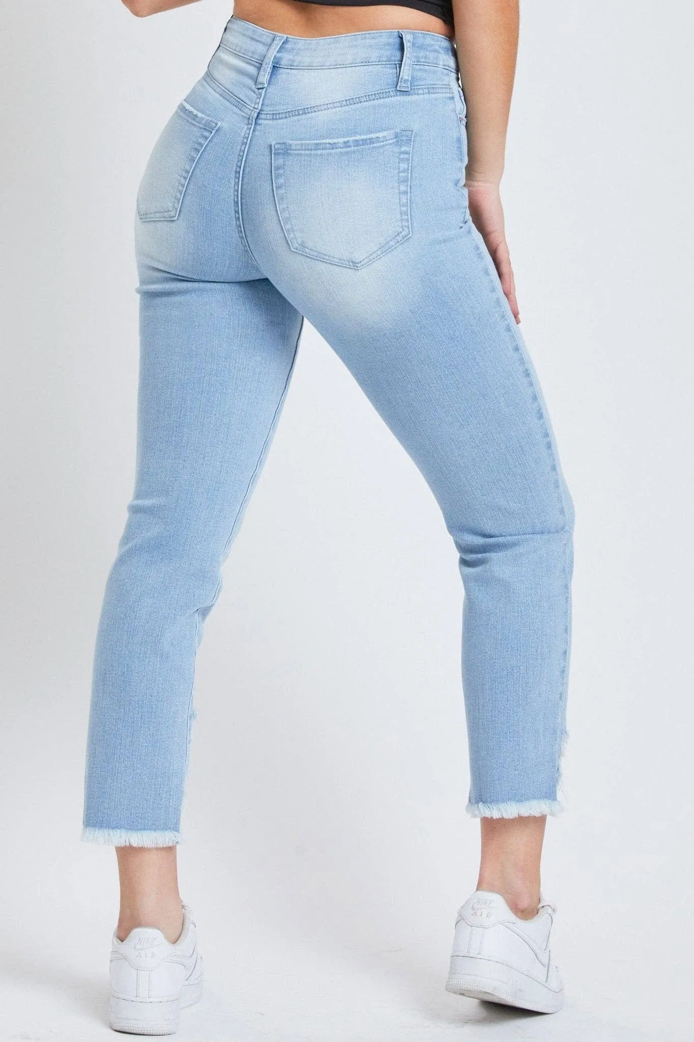 YMI High-Rise Slim Straight Frayed Hem