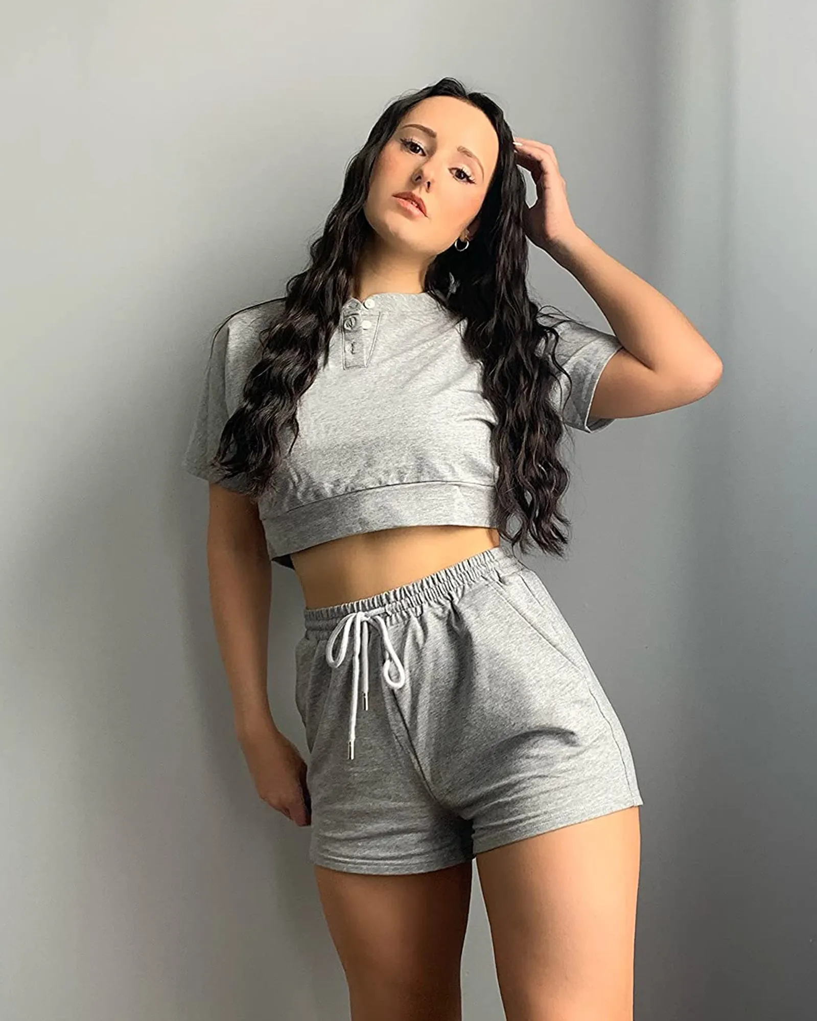 ZESICA Button Up Crop Top Jogger Sweatsuit
