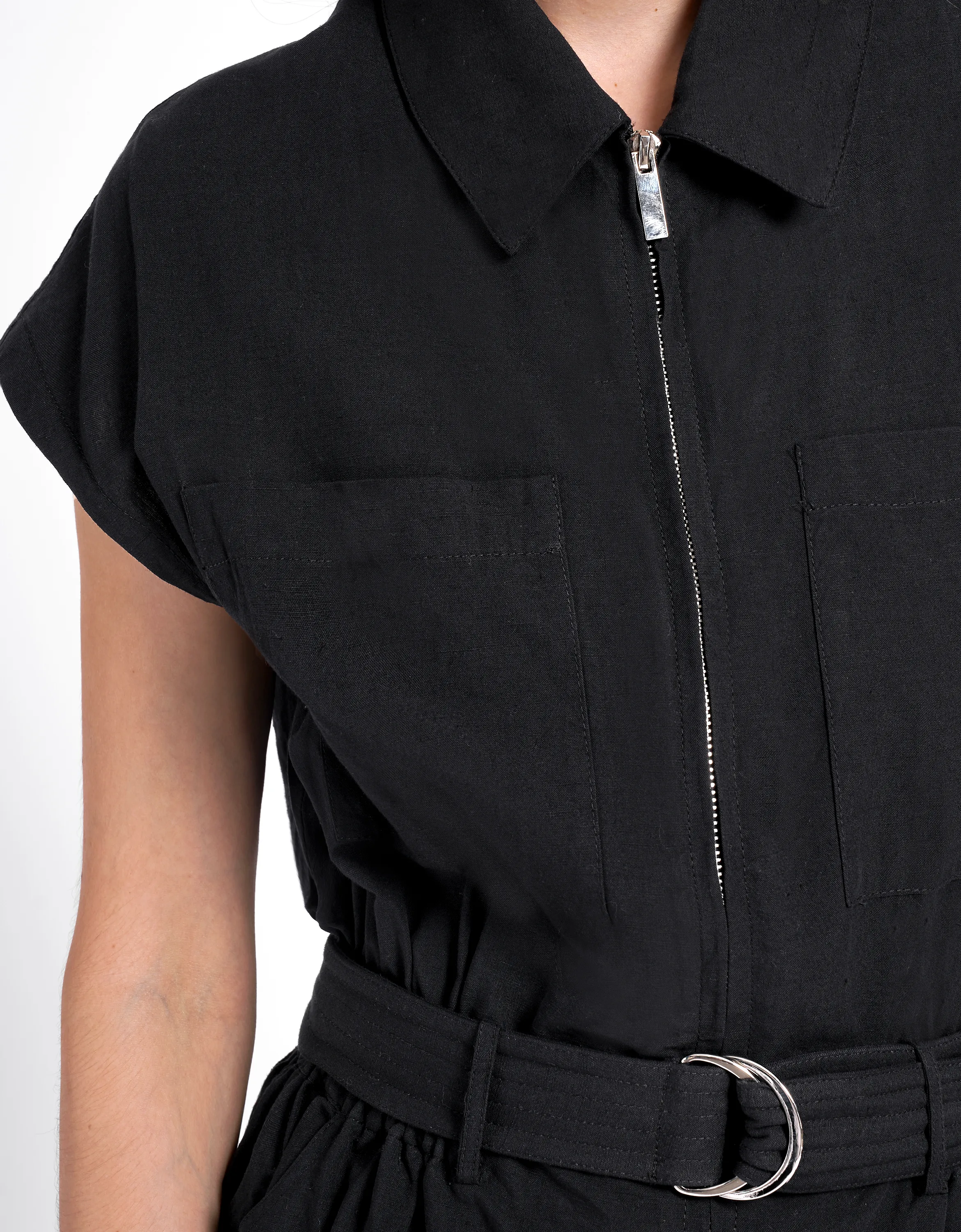 Zip Up Belted Romper