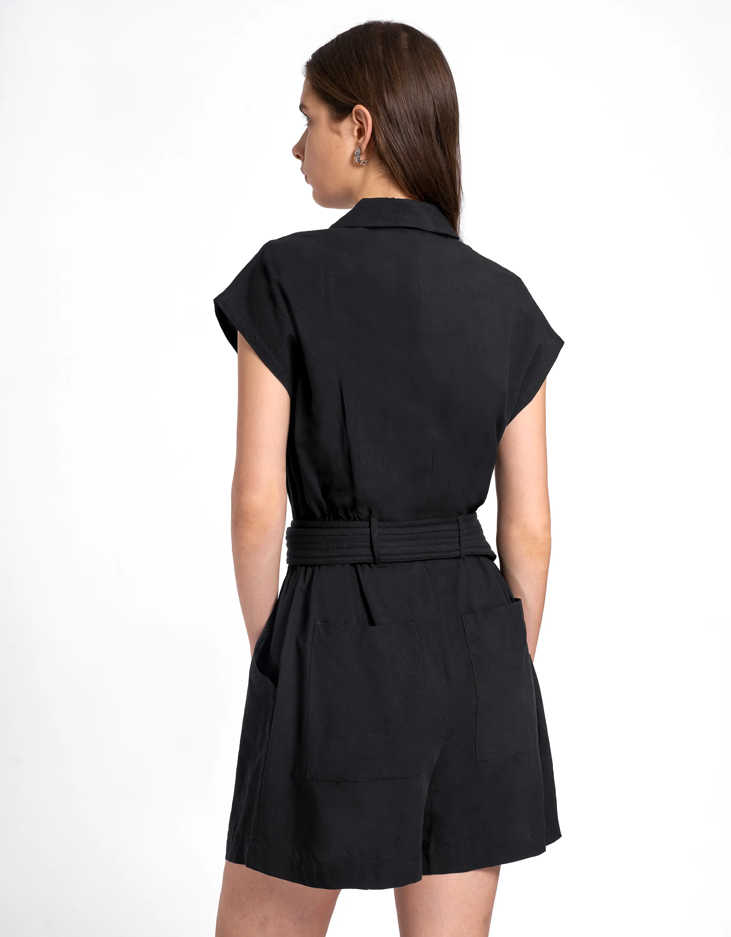 Zip Up Belted Romper