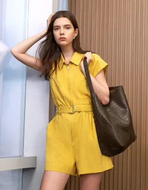 Zip Up Belted Romper