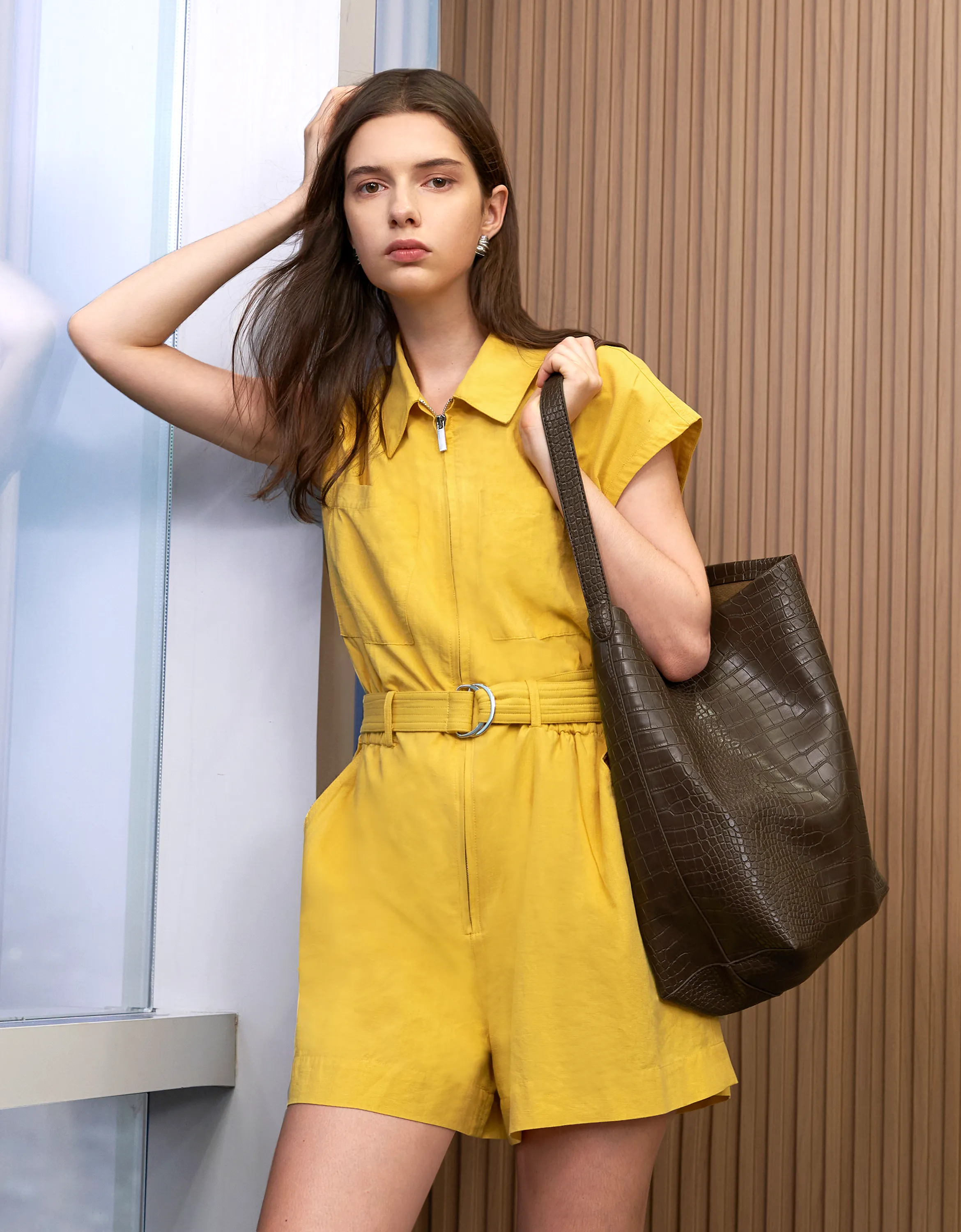 Zip Up Belted Romper